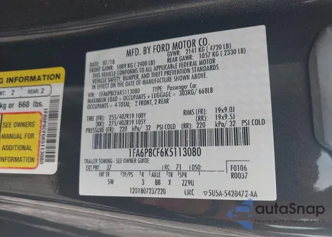 2019 Ford Mustang Gt Premium from USA, damaged, VIN 1FA6P8CF6K5113080